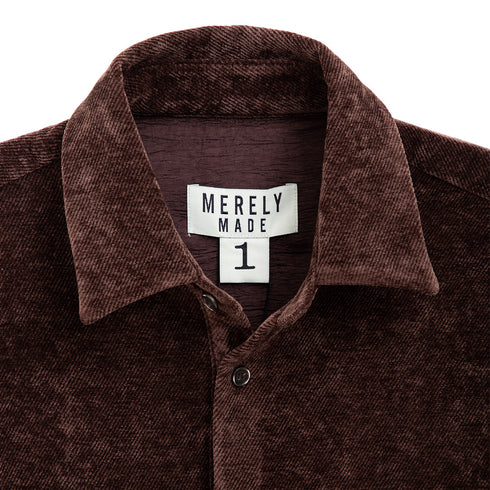Merely Made Premium Sage Velvet Twill Cropped Shirt Chocolate 24FMLPR250SH Degli Uberti